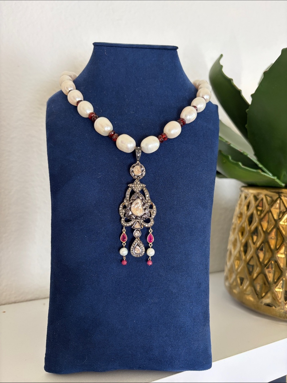 Natural Diamonds 925 Sterling Silver Natural Pearl Necklace - Picture 1 of 1
